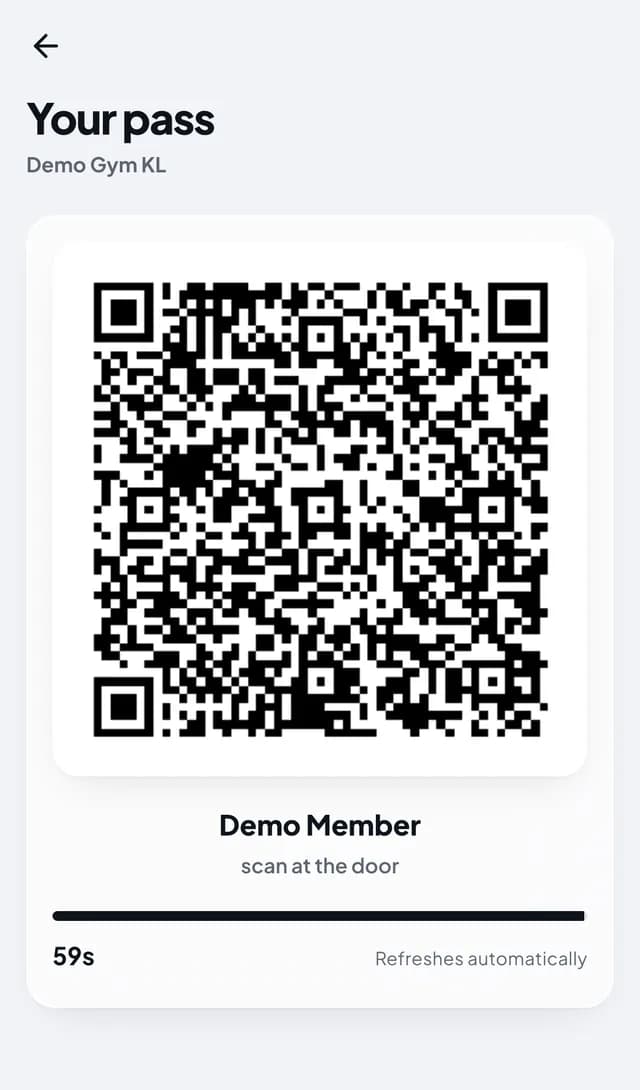 Member QR pass for the door